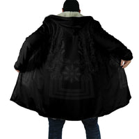 Philippines Barong Style Cloak with Polynesian Art and Leaf Motif Black Color LT03 - Polynesian Pride