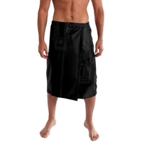Philippines Barong Style Lavalava with Polynesian Art and Leaf Motif Black Color LT03 Black - Polynesian Pride