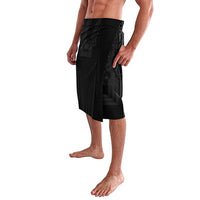Philippines Barong Style Lavalava with Polynesian Art and Leaf Motif Black Color LT03 - Polynesian Pride