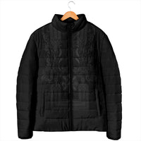 Philippines Barong Style Padded Jacket with Polynesian Art and Leaf Motif Black Color LT03 - Polynesian Pride