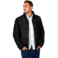 Philippines Barong Style Padded Jacket with Polynesian Art and Leaf Motif Black Color LT03 - Polynesian Pride