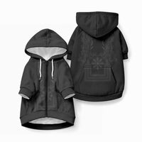 Philippines Barong Style Pet Hoodie with Polynesian Art and Leaf Motif Black Color LT03 Zip-up Black - Polynesian Pride