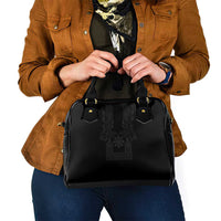 Philippines Barong Style Shoulder Handbag with Polynesian Art and Leaf Motif Black Color LT03 - Polynesian Pride