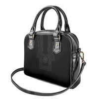 Philippines Barong Style Shoulder Handbag with Polynesian Art and Leaf Motif Black Color LT03 - Polynesian Pride