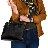Philippines Barong Style Shoulder Handbag with Polynesian Art and Leaf Motif Black Color LT03 - Polynesian Pride