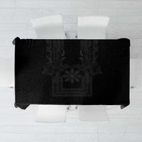 Philippines Barong Style Tablecloth with Polynesian Art and Leaf Motif Black Color LT03 Black - Polynesian Pride