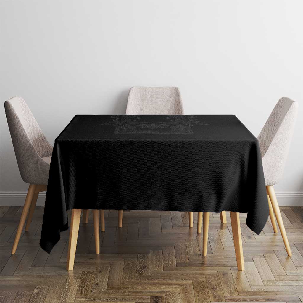 Philippines Barong Style Tablecloth with Polynesian Art and Leaf Motif Black Color LT03 - Polynesian Pride