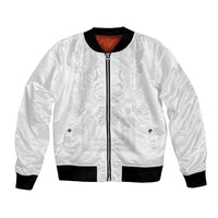 Philippines Barong Style Bomber Jacket with Polynesian Art and Leaf Motif White Color LT03 Unisex White - Polynesian Pride