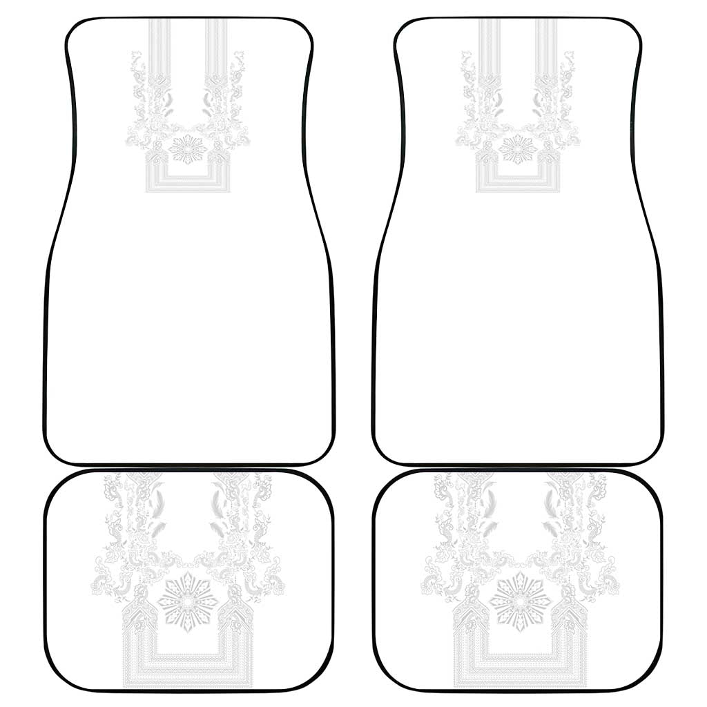Philippines Barong Style Car Mats with Polynesian Art and Leaf Motif White Color LT03 - Polynesian Pride