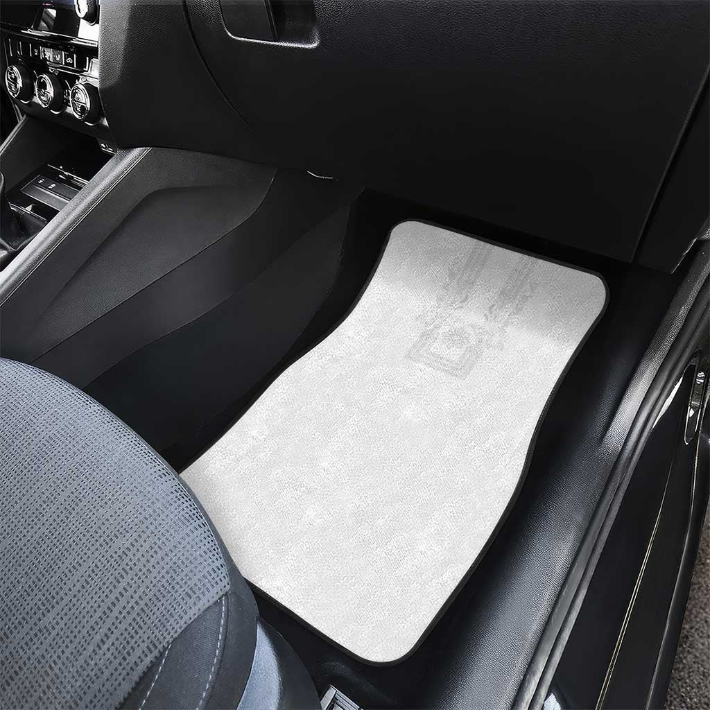 Philippines Barong Style Car Mats with Polynesian Art and Leaf Motif White Color LT03 - Polynesian Pride