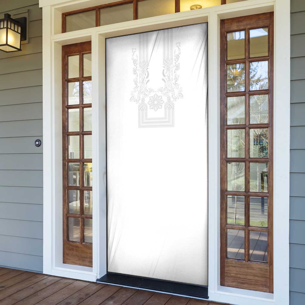 Philippines Barong Style Door Cover with Polynesian Art and Leaf Motif White Color LT03 - Polynesian Pride