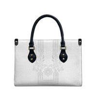 Philippines Barong Style Leather Bag with Polynesian Art and Leaf Motif White Color LT03 - Polynesian Pride