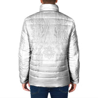 Philippines Barong Style Padded Jacket with Polynesian Art and Leaf Motif White Color LT03 - Polynesian Pride