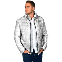 Philippines Barong Style Padded Jacket with Polynesian Art and Leaf Motif White Color LT03 - Polynesian Pride