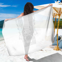 Philippines Barong Style Sarong with Polynesian Art and Leaf Motif White Color LT03 One Size 44 x 66 inches White - Polynesian Pride