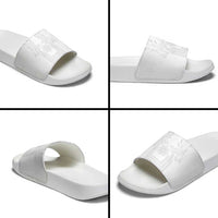 Philippines Barong Style Slide Sandals with Polynesian Art and Leaf Motif White Color LT03 - Polynesian Pride