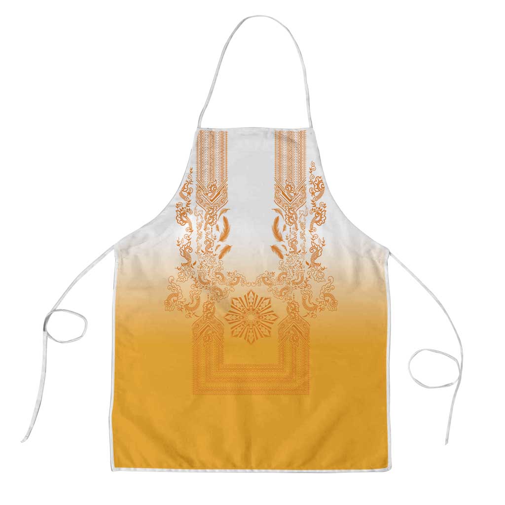 Philippines Barong Style Apron with Polynesian Art and Leaf Motif Yellow Color LT03 Yellow - Polynesian Pride