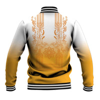 Philippines Barong Style Baseball Jacket with Polynesian Art and Leaf Motif Yellow Color LT03 - Polynesian Pride