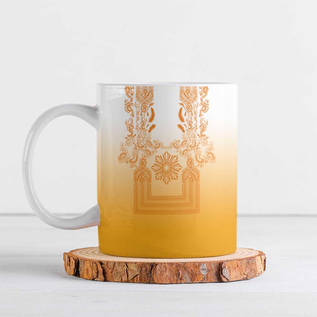 Philippines Barong Style Ceramic Mug with Polynesian Art and Leaf Motif Yellow Color LT03 Yellow - Polynesian Pride