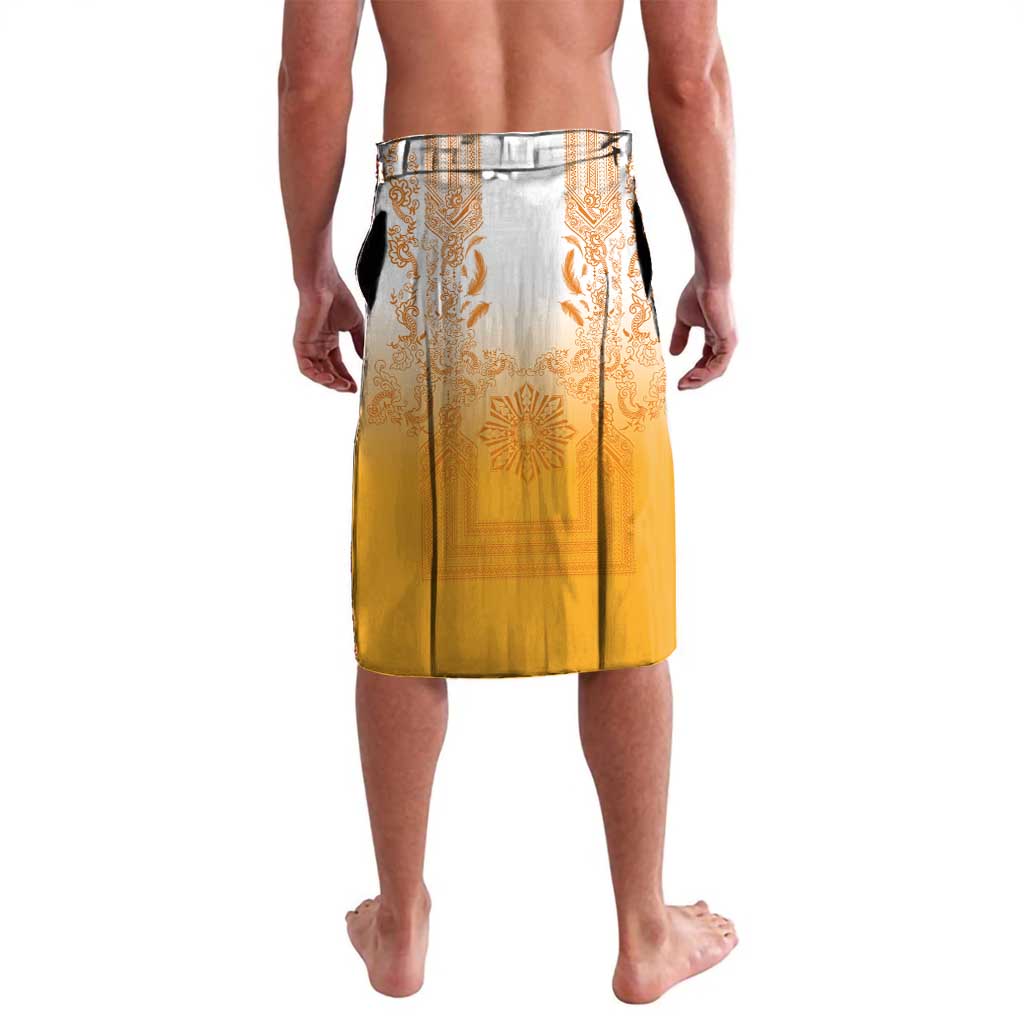 Philippines Barong Style Lavalava with Polynesian Art and Leaf Motif Yellow Color LT03 - Polynesian Pride