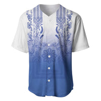 Philippines Barong Style Baseball Jersey with Polynesian Art and Leaf Motif Blue Color LT03 Blue - Polynesian Pride