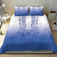 Philippines Barong Style Bedding Set with Polynesian Art and Leaf Motif Blue Color LT03 - Polynesian Pride