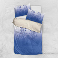 Philippines Barong Style Bedding Set with Polynesian Art and Leaf Motif Blue Color LT03 US Twin 172cm x 218cm Blue - Polynesian Pride