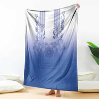 Philippines Barong Style Blanket with Polynesian Art and Leaf Motif Blue Color LT03 - Polynesian Pride