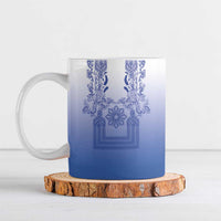 Philippines Barong Style Ceramic Mug with Polynesian Art and Leaf Motif Blue Color LT03 Blue - Polynesian Pride