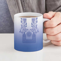 Philippines Barong Style Ceramic Mug with Polynesian Art and Leaf Motif Blue Color LT03 - Polynesian Pride