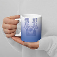 Philippines Barong Style Ceramic Mug with Polynesian Art and Leaf Motif Blue Color LT03 - Polynesian Pride