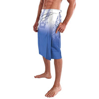 Philippines Barong Style Lavalava with Polynesian Art and Leaf Motif Blue Color LT03 - Polynesian Pride