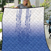Philippines Barong Style Quilt with Polynesian Art and Leaf Motif Blue Color LT03 Blue - Polynesian Pride