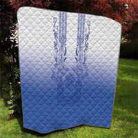 Philippines Barong Style Quilt with Polynesian Art and Leaf Motif Blue Color LT03 - Polynesian Pride