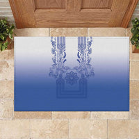 Philippines Barong Style Rubber Doormat with Polynesian Art and Leaf Motif Blue Color LT03 Blue - Polynesian Pride