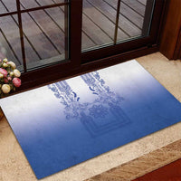 Philippines Barong Style Rubber Doormat with Polynesian Art and Leaf Motif Blue Color LT03 - Polynesian Pride