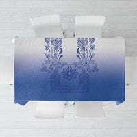 Philippines Barong Style Tablecloth with Polynesian Art and Leaf Motif Blue Color LT03 Blue - Polynesian Pride