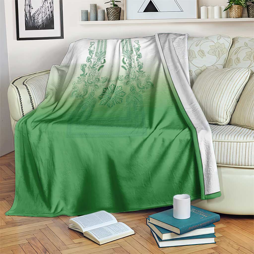 Philippines Barong Style Blanket with Polynesian Art and Leaf Motif Green Color LT03 Green - Polynesian Pride