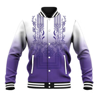 Philippines Barong Style Baseball Jacket with Polynesian Art and Leaf Motif Purple Color LT03 Unisex Purple - Polynesian Pride