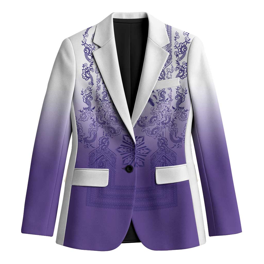 Philippines Barong Style Blazer with Polynesian Art and Leaf Motif Purple Color LT03 Unisex Purple - Polynesian Pride