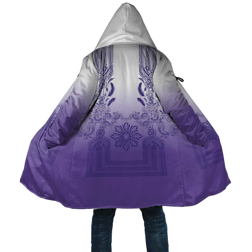 Philippines Barong Style Cloak with Polynesian Art and Leaf Motif Purple Color LT03 Unisex Purple - Polynesian Pride