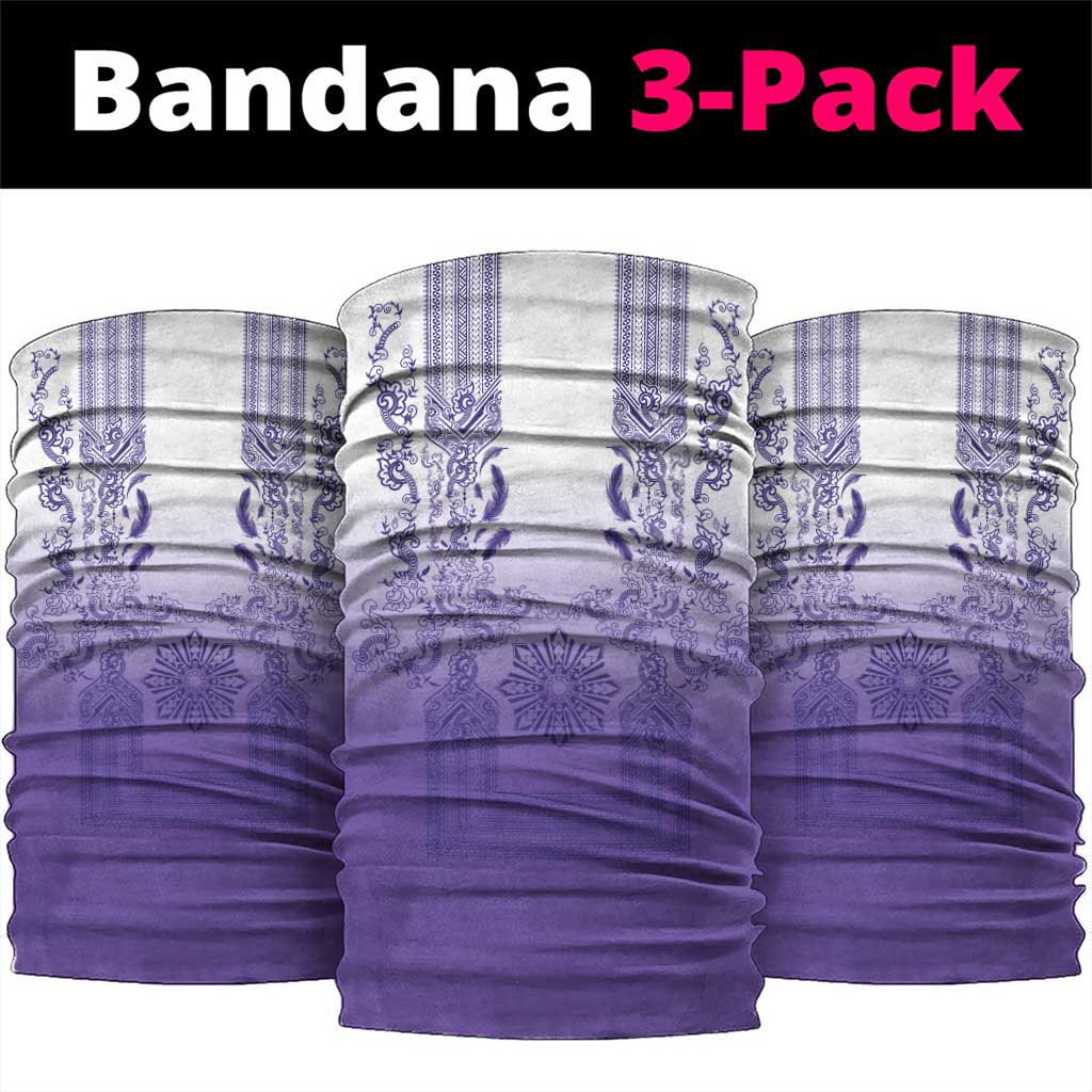 Philippines Barong Style Neck Gaiter with Polynesian Art and Leaf Motif Purple Color LT03 package One Size: 25*50cm Purple - Polynesian Pride