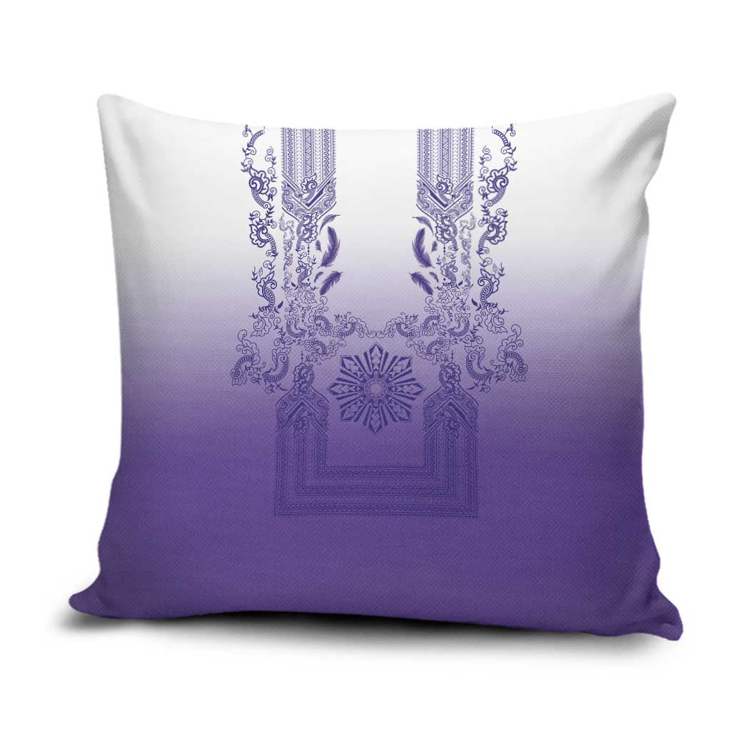 Philippines Barong Style Pillow Cover with Polynesian Art and Leaf Motif Purple Color LT03 Purple - Polynesian Pride