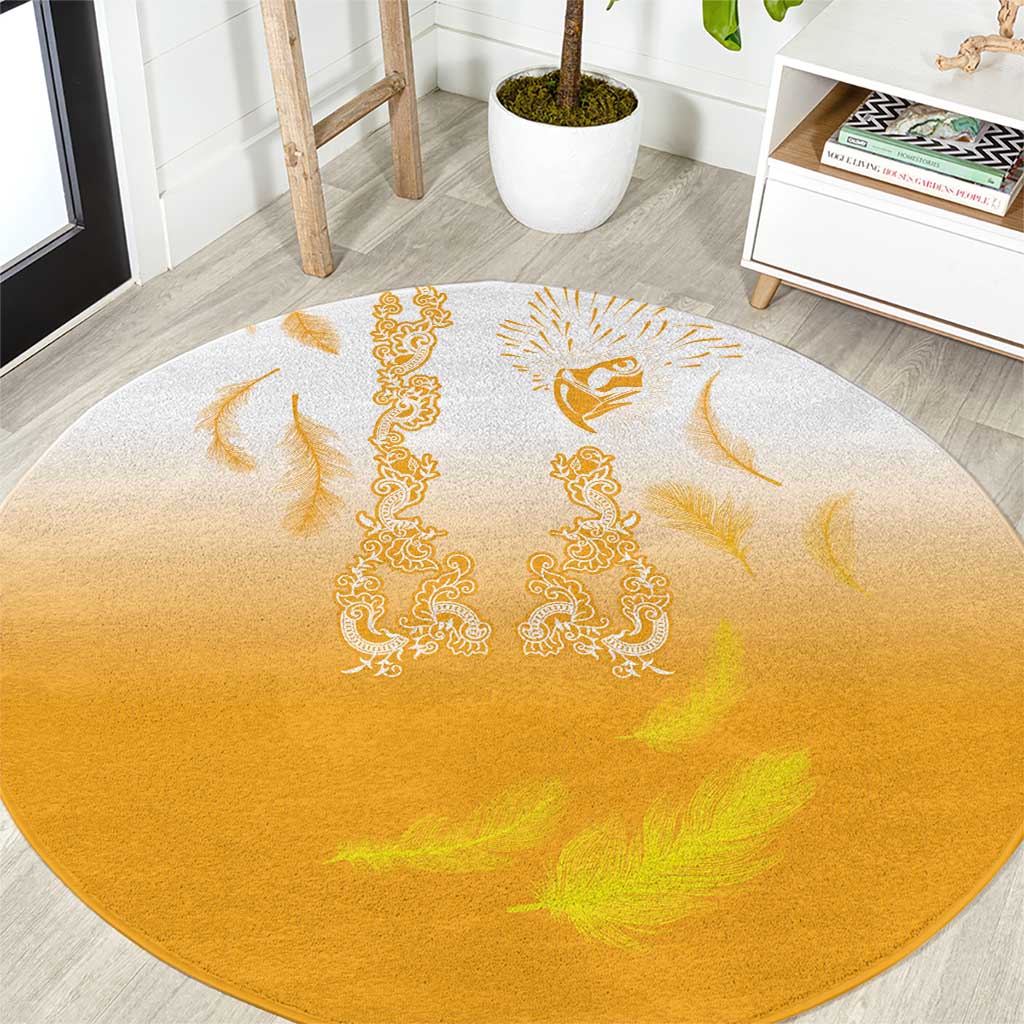 Philippines National Costume Style Round Carpet Barong Tagalog and Eagle Feather Yellow Color LT03 Yellow - Polynesian Pride