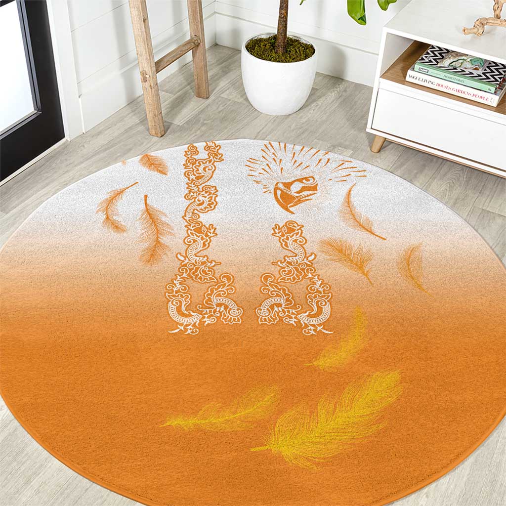 Philippines National Costume Style Round Carpet Barong Tagalog and Eagle Feather Orange Color LT03 Orange - Polynesian Pride
