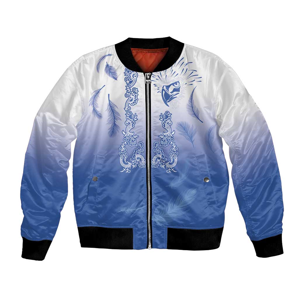 Philippines National Costume Style Bomber Jacket Barong Tagalog and Eagle Feather Blue Color LT03 Unisex Blue - Polynesian Pride