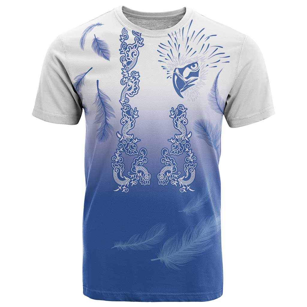 Philippines National Costume Style T Shirt Barong Tagalog and Eagle Feather Blue Color LT03 Blue - Polynesian Pride