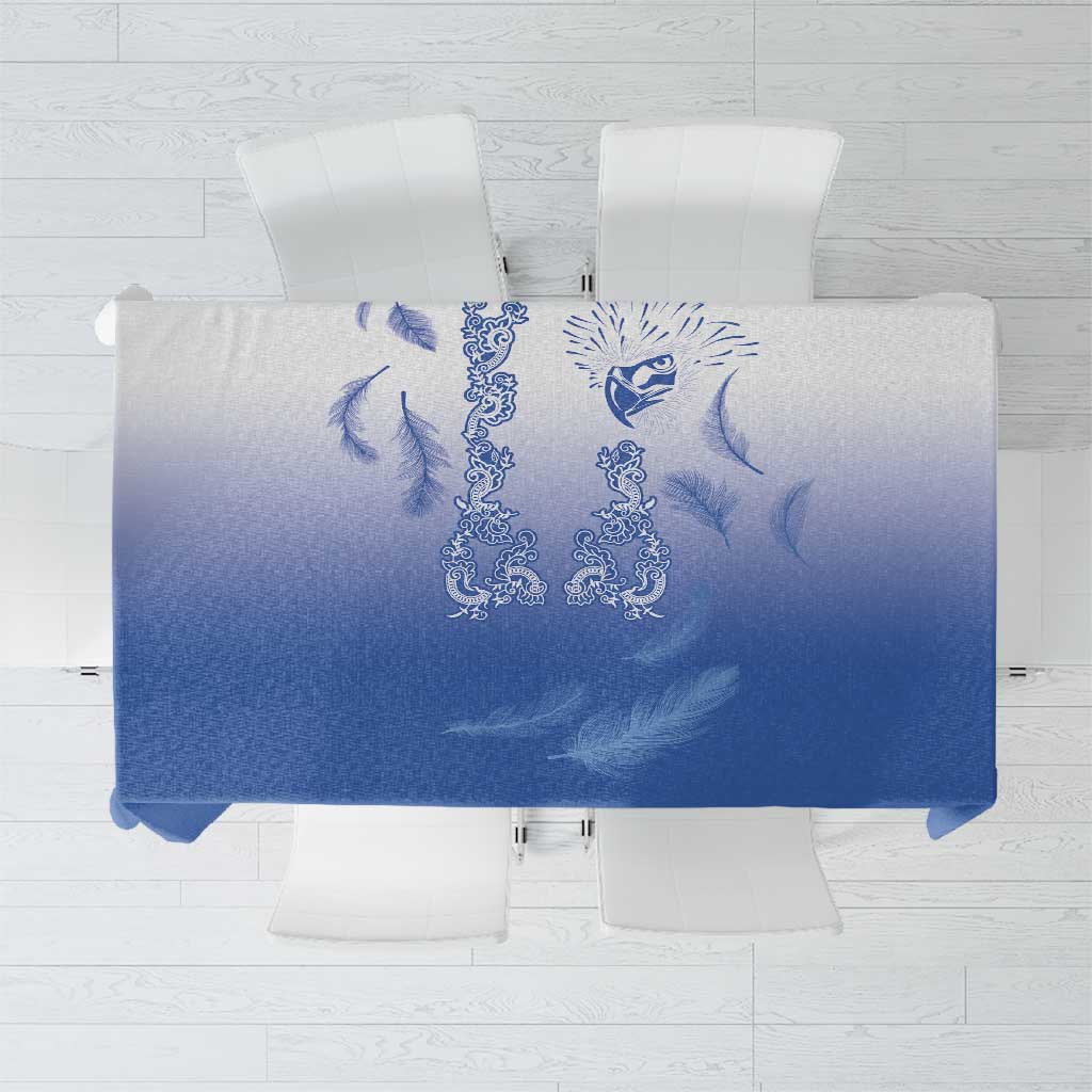 Philippines National Costume Style Tablecloth Barong Tagalog and Eagle Feather Blue Color LT03 Blue - Polynesian Pride