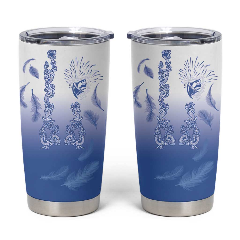 Philippines National Costume Style Tumbler Cup Barong Tagalog and Eagle Feather Blue Color LT03 Blue - Polynesian Pride