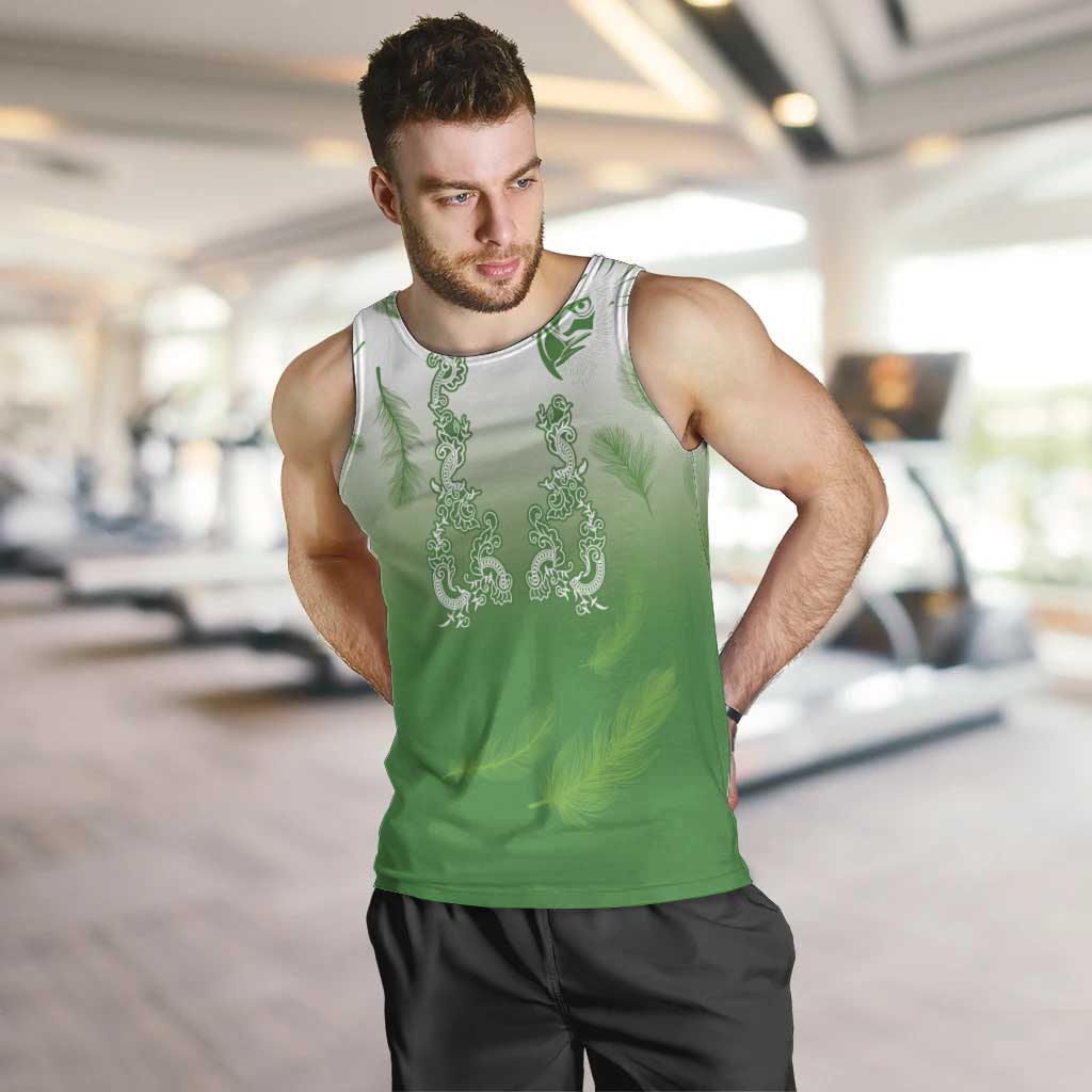 Philippines National Costume Style Men Tank Top Barong Tagalog and Eagle Feather Green Color LT03 Green - Polynesian Pride